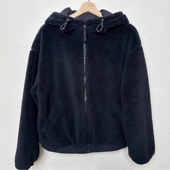 Zella Womens Medium Faux Fur Sherpa Jacket In Black Color - Picture 3 of 15